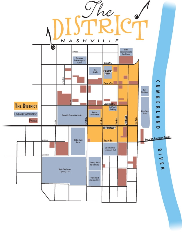 Nashville Downtown Hotels Map Where We Are | The District Nashville -